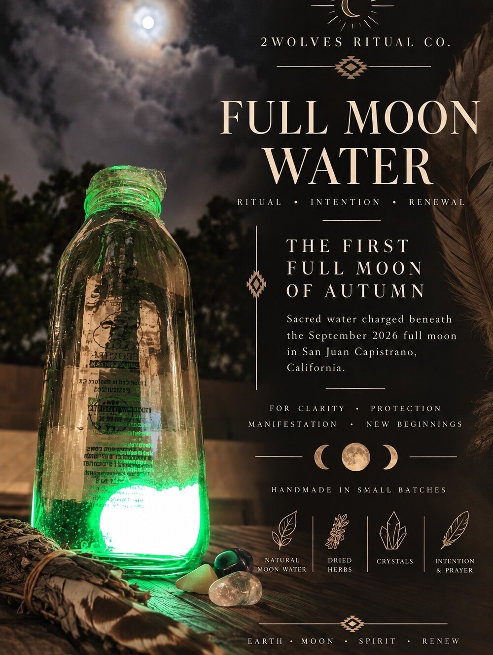 Harvest Full Moon Water Ritual Vial | Sept 2026 First Full Moon of Autumn